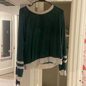 1X green with white accent long sleeve